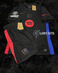 FULL KIT OF BARCELONA AWAY BLACK KIT 24/25 UCL VERSION