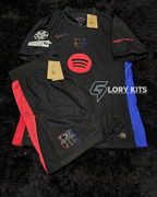 FULL KIT OF BARCELONA AWAY BLACK KIT 24/25 UCL VERSION