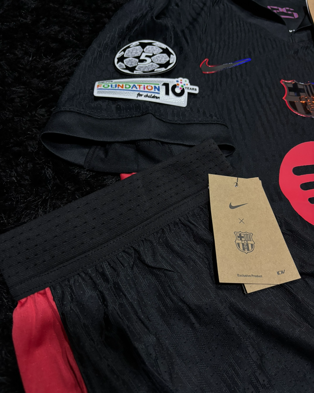 FULL KIT OF BARCELONA AWAY BLACK KIT 24/25 UCL VERSION