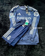 FULL KIT OF REAL MADRID LONGSLEEVE AWAY KIT 25/26 UCL VERSION